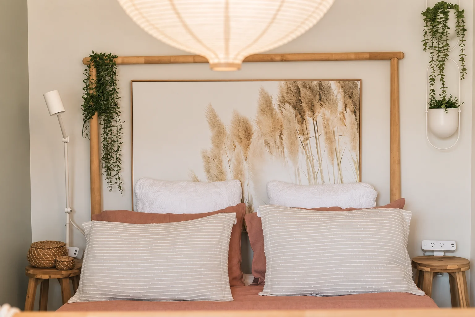 Bedroom detail with coastal styling and quality linen